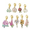 9Pcs 9 Styles Flower Alloy Enamel Pendant Decorations HJEW-JM02644-2