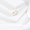 1Pc Letter Brass Rhinestone Open Cuff Rings for Women AJEW-LP0004-47V-G-3