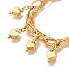 Heart Brass Multi-strand Charm Bracelets BJEW-L696-034G-2