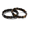 Natural Tiger Eye Beaded Stretch Bracelets for Men BJEW-C081-07-1