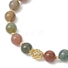 Natural Indian Agate Round Beaded Bracelets BJEW-JB11925-01-4