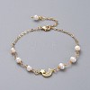 Natural Pearl Link Bracelets BJEW-JB04884-1