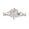 Rack Plating Flower Brass Pave Clear Cubic Zirconia Fold Over Clasps FIND-Q112-01P-1