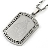 304 Stainless Steel Micro Pave Clear Cubic Zirconia Virgin Mary Rectangle Pendant Necklaces NJEW-D089-07P-1