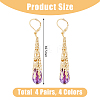 FIBLOOM 4 Pairs 4 Colors Acrylic Teardrop Dangle Leverback Earrings EJEW-FI0002-97-2