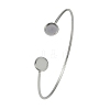 304 Stainless Steel Cuff Blank Bangle Bases with Flat Round Tray STAS-Z088-02P-1