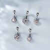 316L Surgical Stainless Steel Clear Cubic Zirconia Curved Barbell Belly Rings WG7644D-01-2