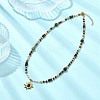 304 Stainless Steel Natural Tiger Eye Sun Pendant Round Natural African Turquoise(Jasper) & Faceted Mookaite & Shell Beaded Necklaces for Women NJEW-JN06091-1