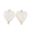 Natural Shell Heart Connector Charms STAS-D378-25G-1