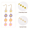 3 Pairs 3 Colors Enamel Daisy Flower Dangle Earrings EJEW-AN0001-41-3