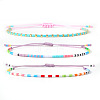3Pcs Summer Glass Seed Bead Braided Bead Bracelets LO6994-3-1