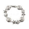 Summer Beach Brass Micro Pave Clear Cubic Zirconia Starfish & Shell Shape Link Chain Bracelets LS-BJEW-C118-02A-P-5