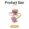 1Pc Raw Natural Gemstone Nuggets Beads Alloy Cuff Rings RJEW-PH0001-15A-2