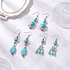 3 Pairs Tibetan Style Alloy Synthetic Turquoise Dangle Earrings EJEW-JE06575-1