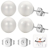 6 Pairs Shell Pearl Ball Stud Earrings EJEW-BBC0001-35B-1