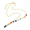 Chakra Round Natural Gemstone Beaded Pendant Brass Cable Chain Necklaces for Women NJEW-JN06266-3