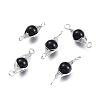 Natural Obsidian Links Connectors G-K305-A06-P-1