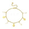 304 Stainless Steel & Electroplated Glass Natural Cultured Freshwater Pearl Charm Bracelets BJEW-JB13978-4