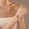 304 Stainless Steel Open Cuff Bracelets for Women BJEW-R012-02G&P-1