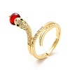 Cubic Zirconia Snake with Glass Wrap Adjustable Ring KK-H439-02B-G-1