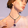 Natural Amethyst Star & 304 Stainless Steel Moon Car Hanging Pendant Decorations HJEW-DR00328-5