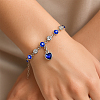 2Pcs 2 Colors Heart Alloy Rhinestone Charms Bracelets BJEW-HY0001-06-5