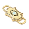 Rack Plating Brass Micro Pave Clear & Black Cubic Zirconia Eye Mask Connector Charms KK-L224-066G-2