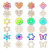  24pcs 12 Styles Unfinished Natural Poplar Wood Filigree Joiners Links WOOD-TA0001-81-1