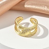 Brass Micro Pave Cubic Zirconia Cuff Open Rings RJEW-C163-15G-2