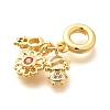 Brass Cubic Zirconia Boy & Flower & Girl European Dangle Charms KK-U048-22G-2