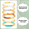 ANATTASOUL 6Pcs 6 Colors Acrylic Curved Tube Beaded Stretch Braceles Set for Women BJEW-AN0001-53-6