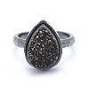 Electroplate Natural Druzy Quartz Crystal Finger Rings RJEW-I055-01B-RS-2