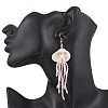 304 Stainless Steel Dyed Synthetic Turquoise & Natural Rose Quartz & Glass Seed Beaded Jellyfish Dangle Earrings EJEW-MZ00529-02-2