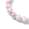 Baking Paint Synthetic Turquoise Round & Cross Beads Stretch Bracelets for Men Women BJEW-JB12339-02-4