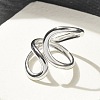 304 Stainless Steel Open Cuff Ring for Women X-RJEW-M025-02P-2