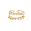 Cubic Zirconia Triangle Open Cuff Ring RJEW-S049-004G-1