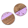 Transparent Resin & Walnut Wood Pendants RESI-S389-025A-B01-2