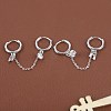 Rhodium Plated 925 Sterling Silver Double Piercing Chain Hoop Earrings for Women Two Holes Connecting Earrings EJEW-BB60062-1