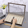 8-Slot MDF Covered with PU Leather Pen Organizer Display Cases with Acrylic Window Lid ODIS-WH0086-232A-01-3