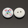 2-Hole Flat Round Mathematical Operators Printed Wooden Sewing Buttons X-BUTT-M002-03-2