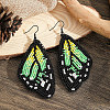 Bohemian Style Green Butterfly Wing Glass Bead Handmade Dangle Earrings FV2215-5