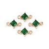 Brass Pave Glass Rhombus Links Connector Charms X1-GLAA-Q088-001F-1