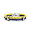 Two Tone Imitation Leather Woven Double Layer Multi-strand Bracelet PW-WG59039-01-1