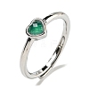 Heart Natural Green Onyx Agate Adjustable Rings RJEW-Q818-02P-04-2