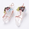 Natural Quartz Crystal and Mixed Stone Big Pointed Pendants G-P378-F02-1