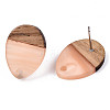 Resin & Walnut Wood Stud Earring Findings MAK-N032-006A-H02-3