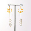Golden 304 Stainless Steel Dangle Stud Earrings CL0746-3-2
