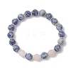 Frosted Natural Mixed Gemstone Round Beaded Stretch Bracelets for Women Men BJEW-JB12471-02-2