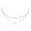 Glass Beaded Double Layer Necklaces NJEW-MZ00070-04-2