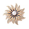 Alloy Crystal Rhinestone Blue Flower Brooches JEWB-P054-02G-1